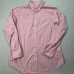 Southern Tide Classic Fit Plaid Button Down Shirt Large Red Blue Men Long Sleeve